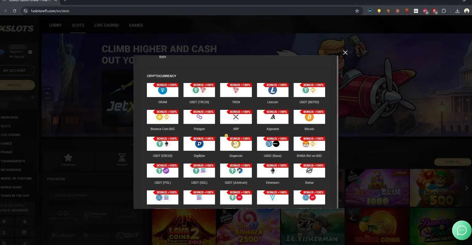 Kasa 1xSlots sa kripto opcijama: USDT na TRC20, TRON, Litecoin i Bitcoin